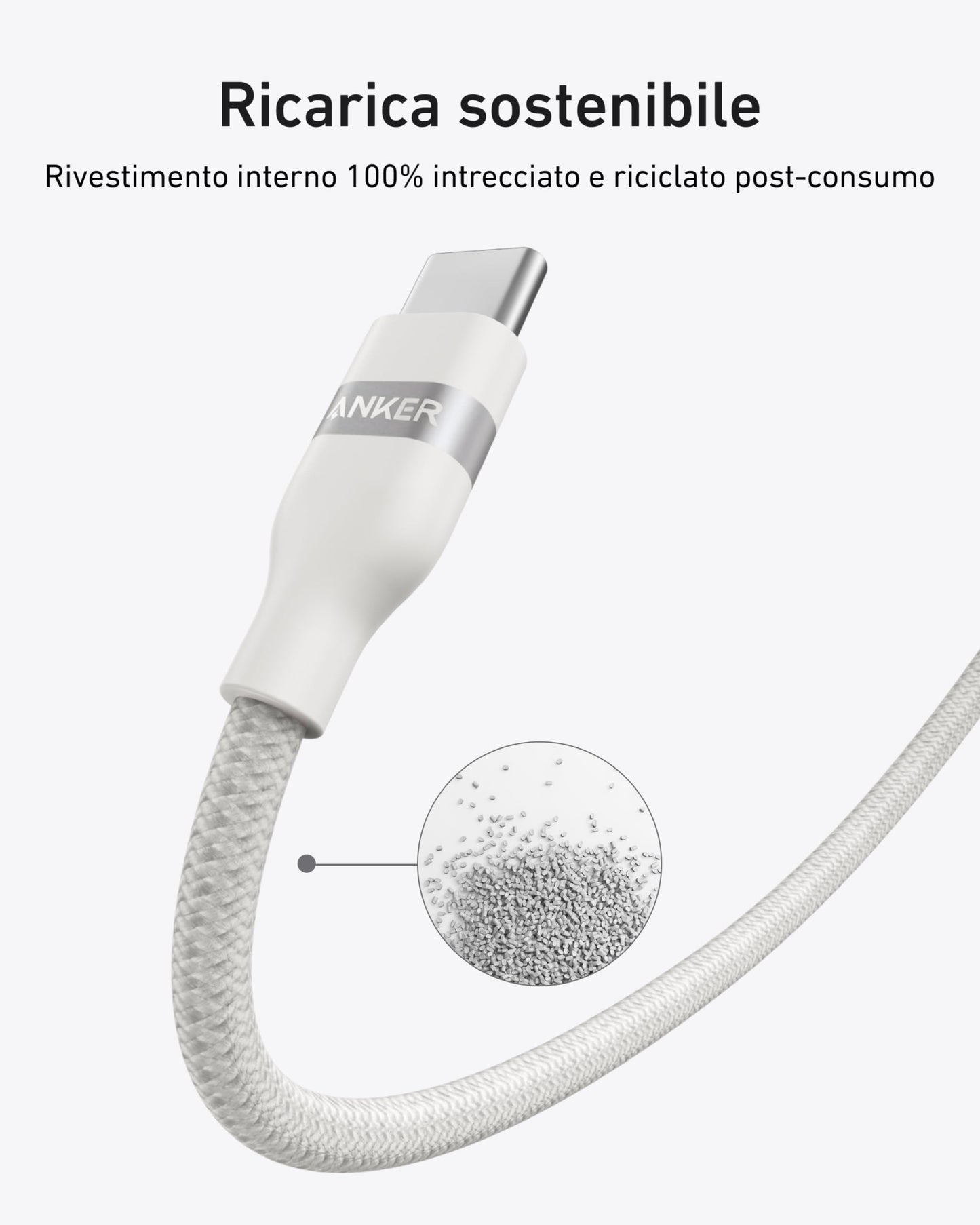 Câble Anker USB-C vers USB-C (240 W, upcyclé et tressé)