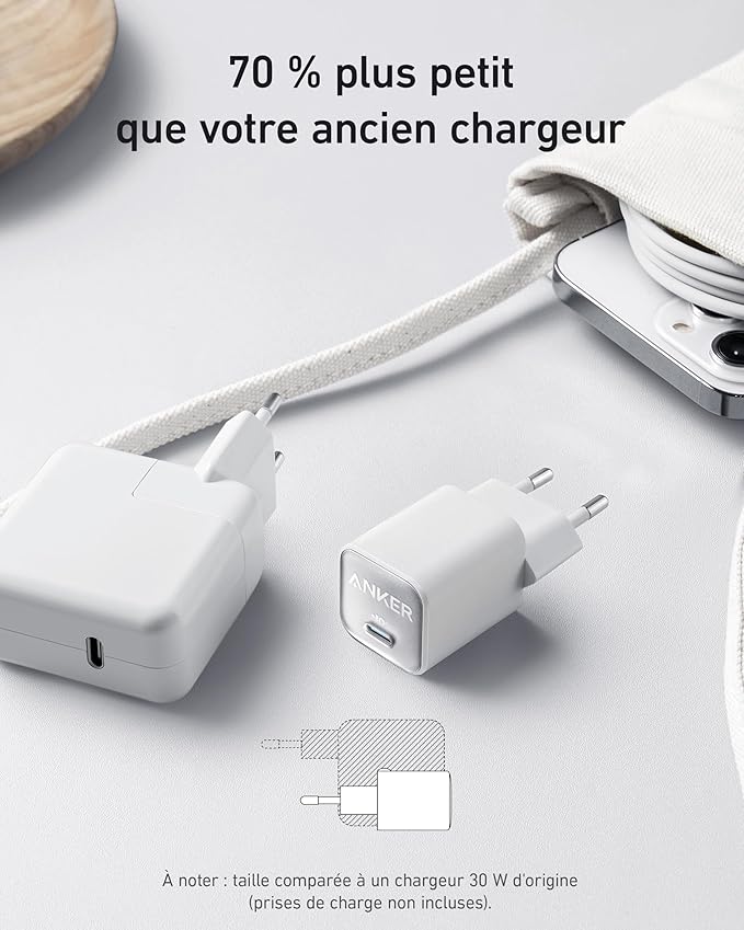 Chargeur sans fil Anker MagGo (2-en-1) + Chargeur Nano (30 W, GaN)