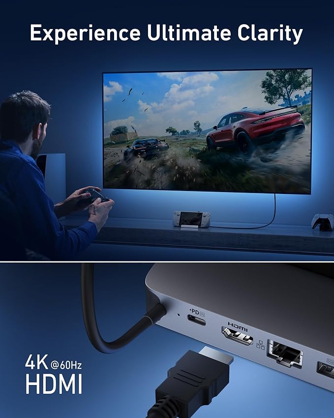 Station Anker 6-en-1 (Steam Deck/ROG Ally, 100 W, HDMI 4K)
