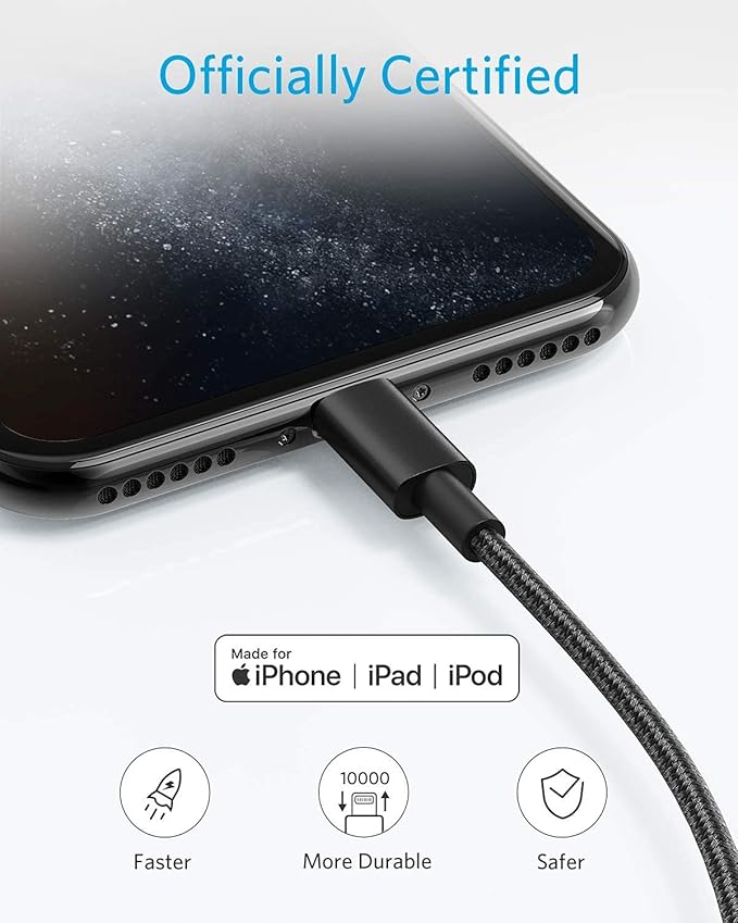 Câbles Anker Lightning (2 pièces, 1,8 m, USB-A, MFi)