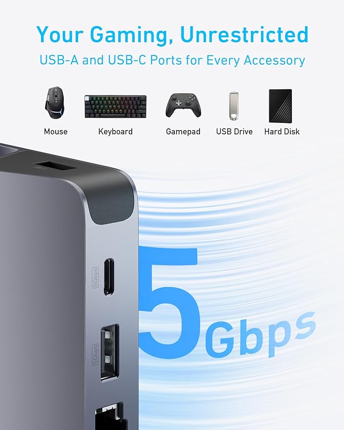 Station Anker 6-en-1 (Steam Deck/ROG Ally, 100 W, HDMI 4K)