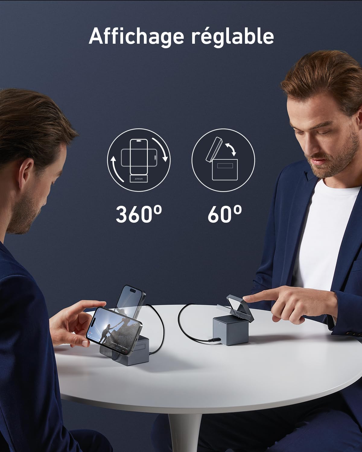 PowerBank Anker (25K, 165 W, câble intégré + câble rétractable) + Cube 3-en-1 MagSafe Anker