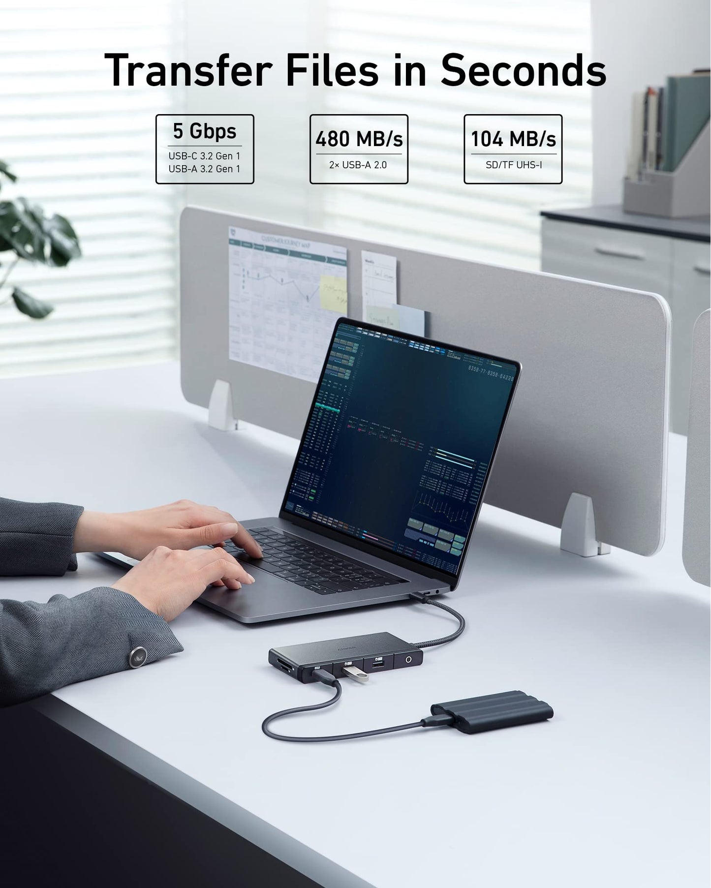 Anker 552 USB-C Hub (9-en-1, 4K HDMI) avec 100W Power Delivery