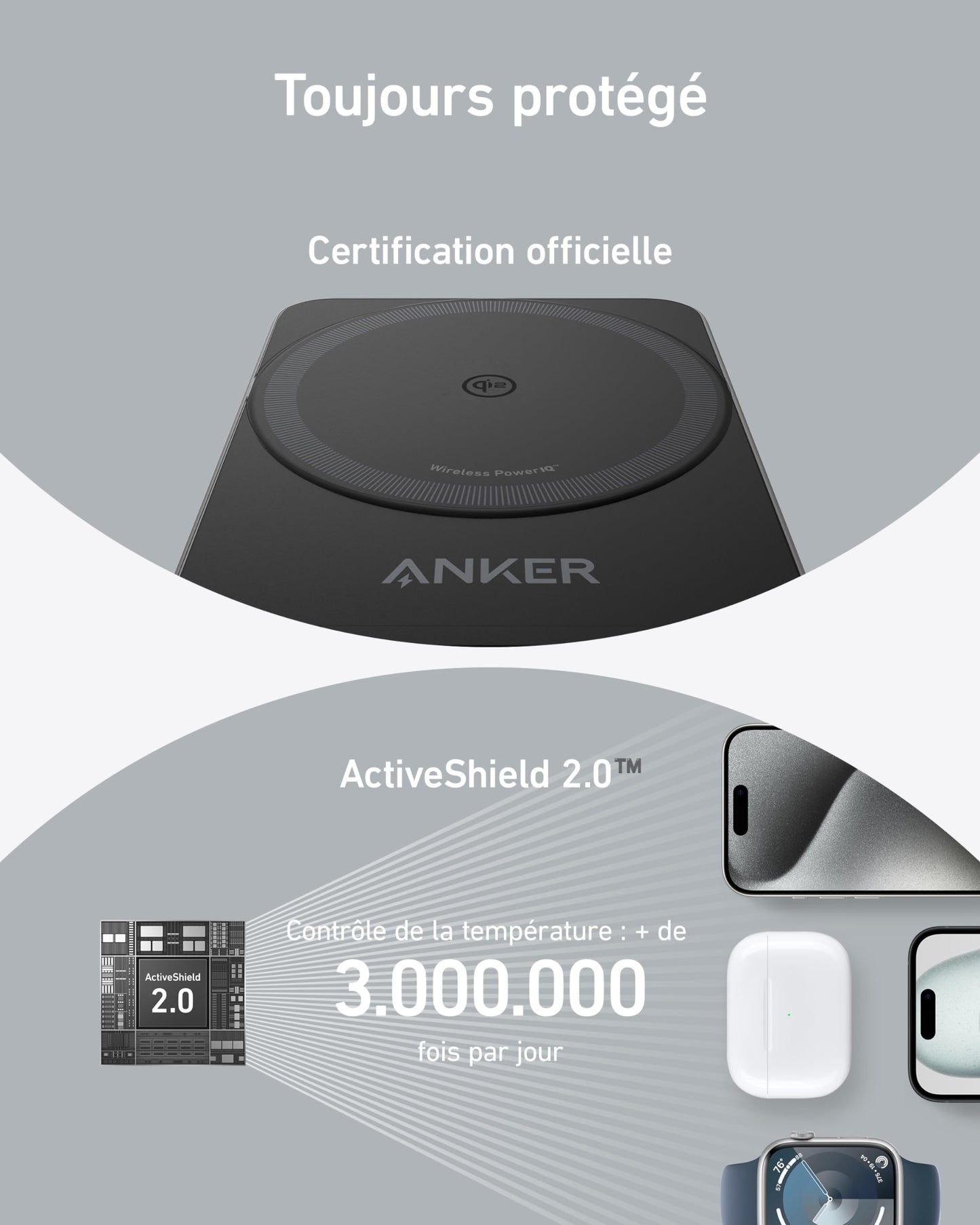 Station de recharge sans fil Anker (pliable, 3-en-1)