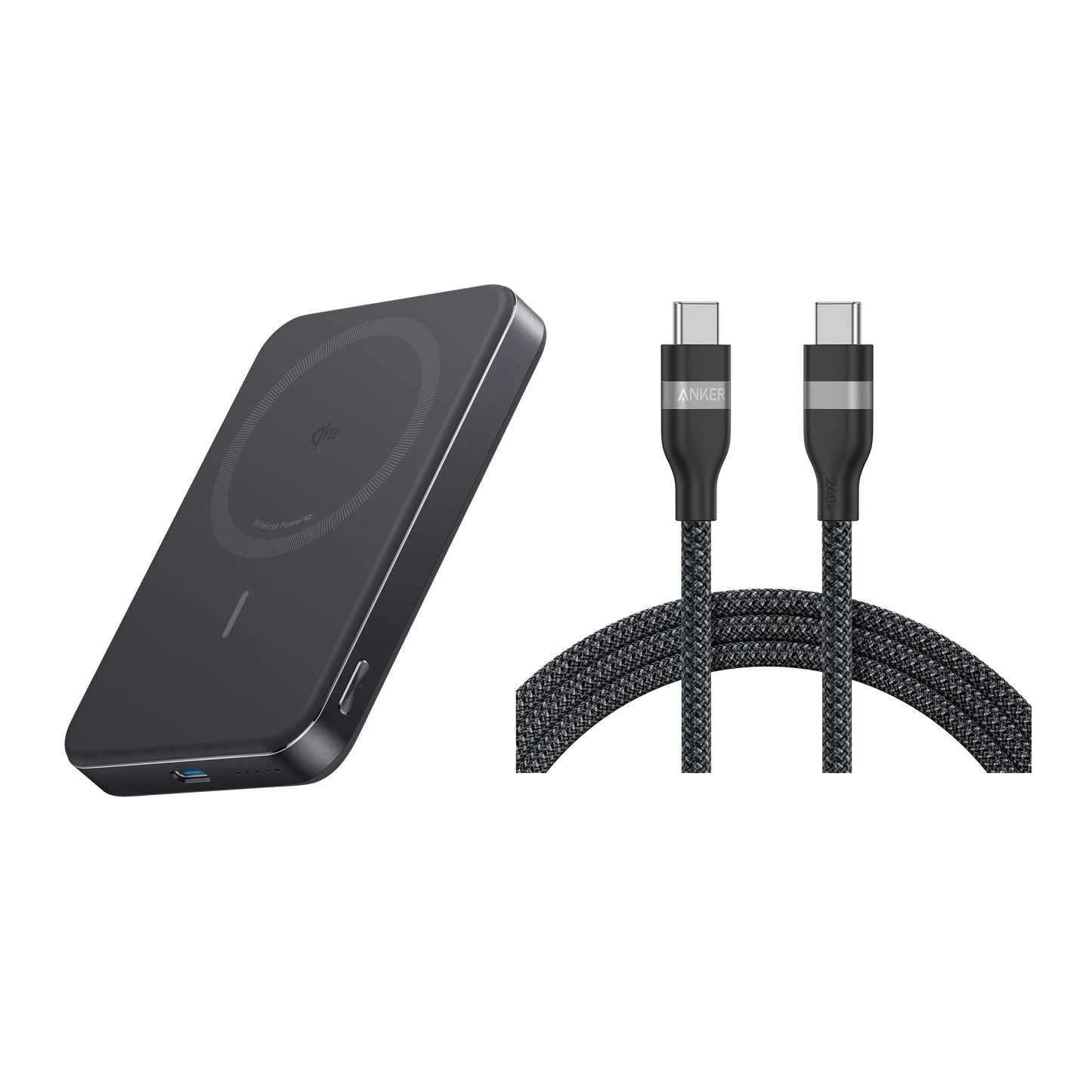 PowerBank Anker MagGo (10K, Slim) + Câble Anker USB-C vers USB-C (240 W)