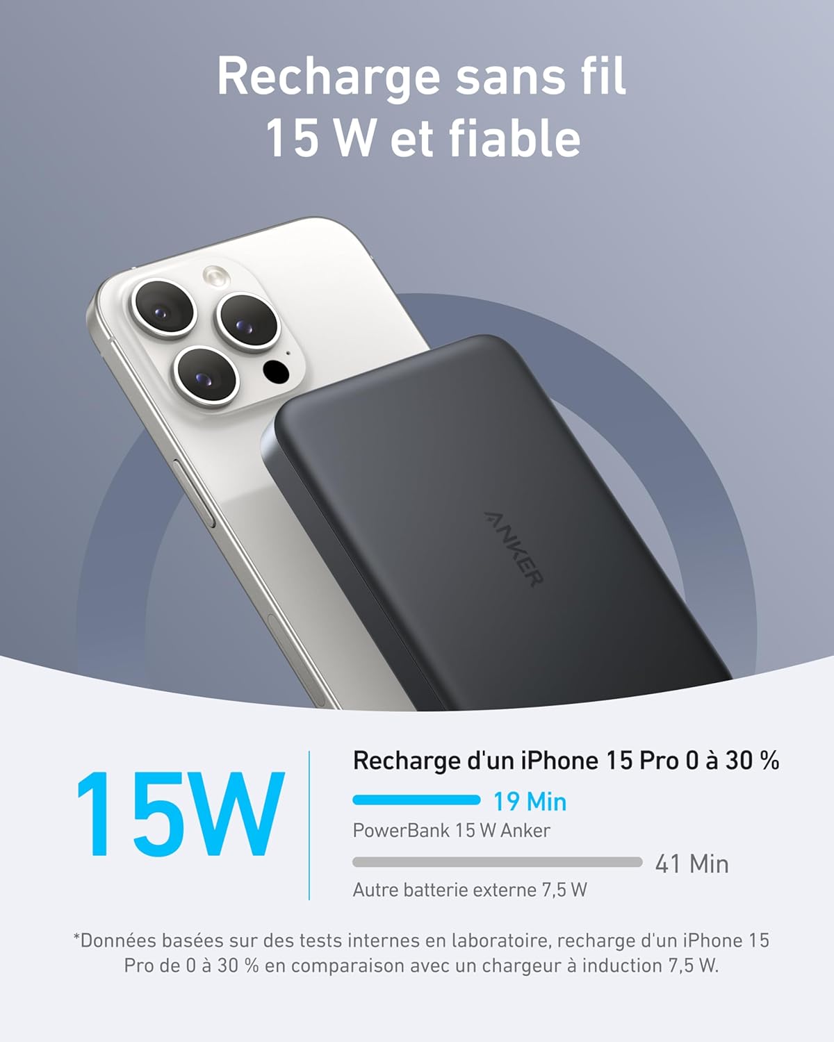 PowerBank Anker MagGo (10K, Slim) + Câble Anker USB-C vers USB-C (240 W)