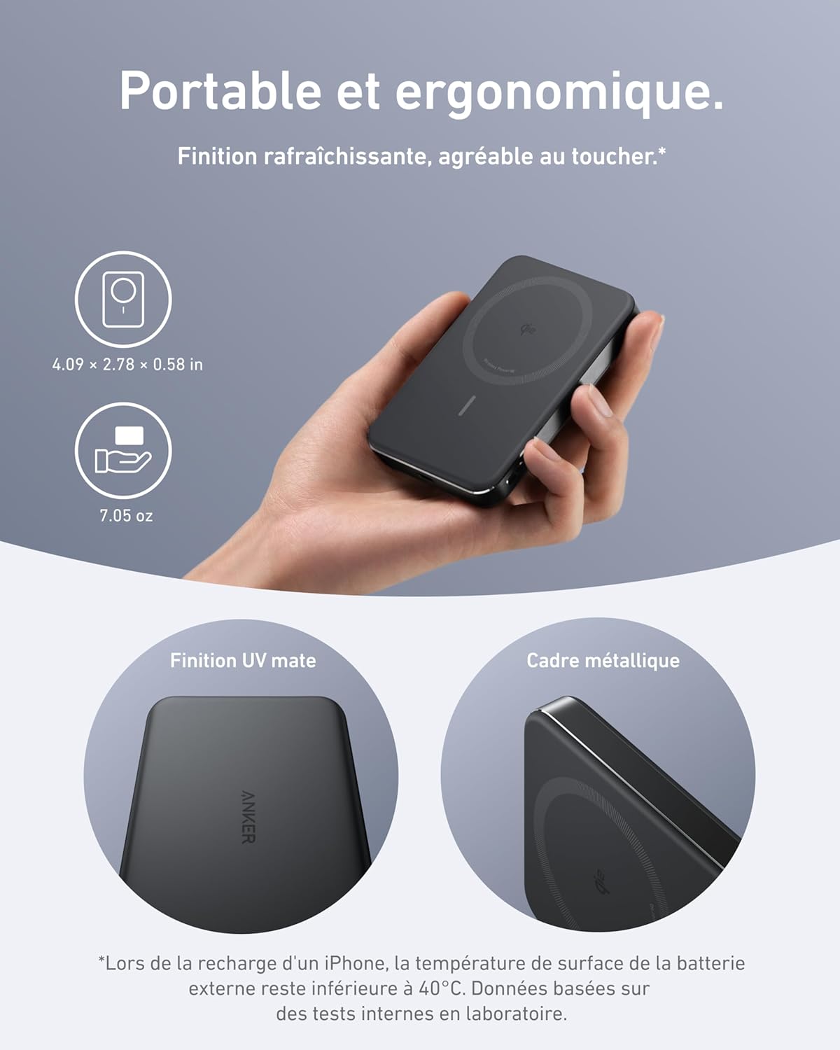 PowerBank Anker MagGo (10K, Slim) + Câble Anker USB-C vers USB-C (240 W)