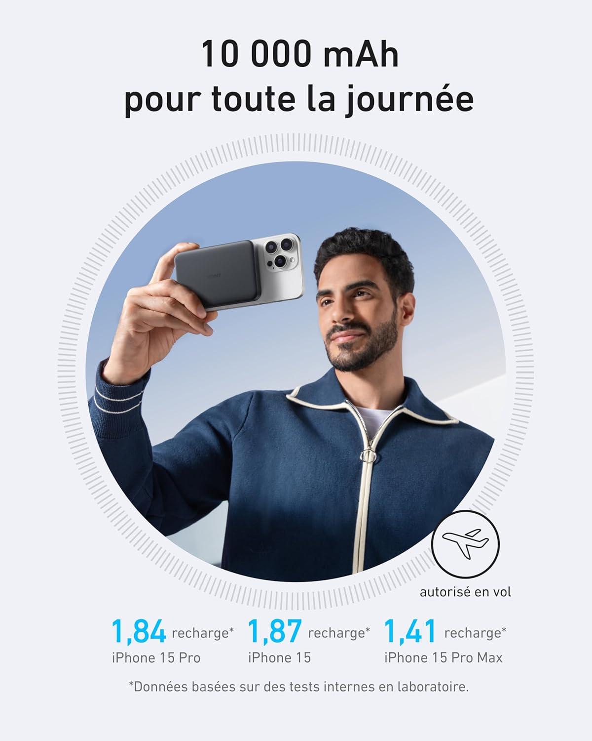 PowerBank Anker MagGo (10K, Slim) + Câble Anker USB-C vers USB-C (240 W)