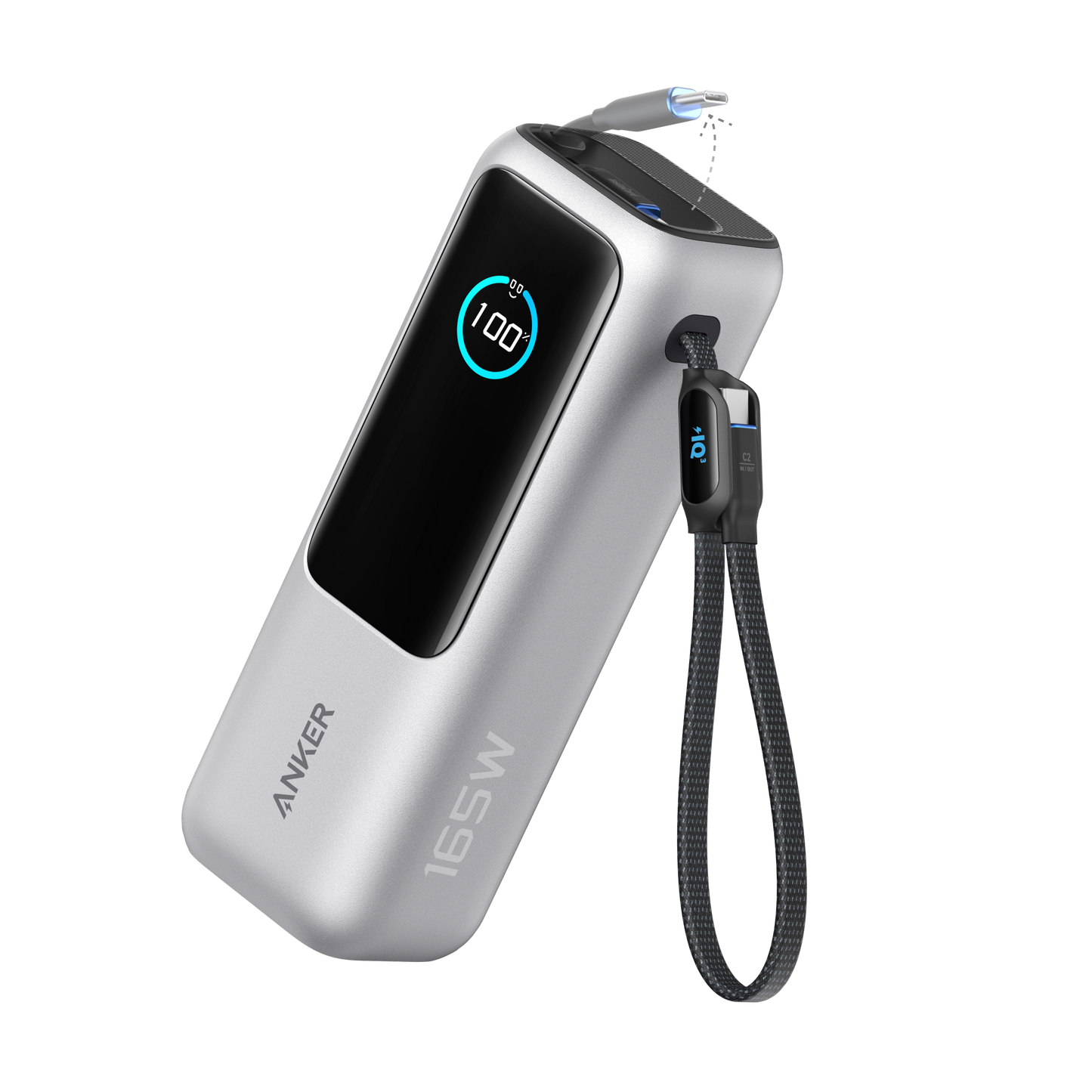 PowerBank Anker (25K, 165 W, câble intégré + câble rétractable)