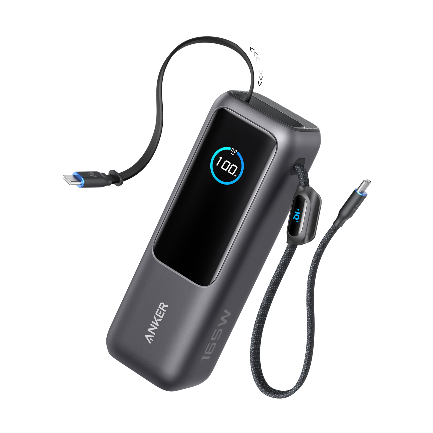 PowerBank Anker (25K, 165 W, câble intégré + câble rétractable)
