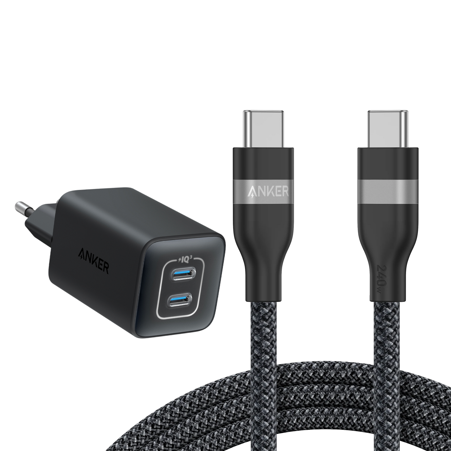 Anker Chargeur 523 (Nano 3) + Câble USB-C vers USB-C (240 W, 180 CM)