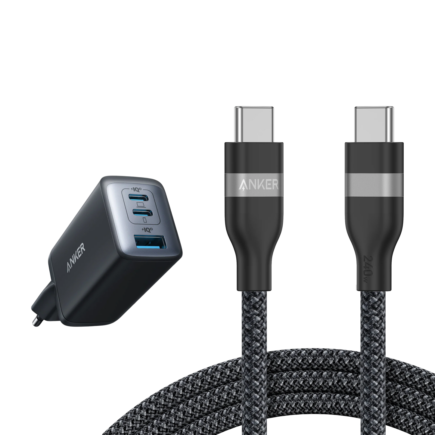 Anker Chargeur USB C (Nano II 65 W) + Câble USB-C vers USB-C (240 W, 180 CM)