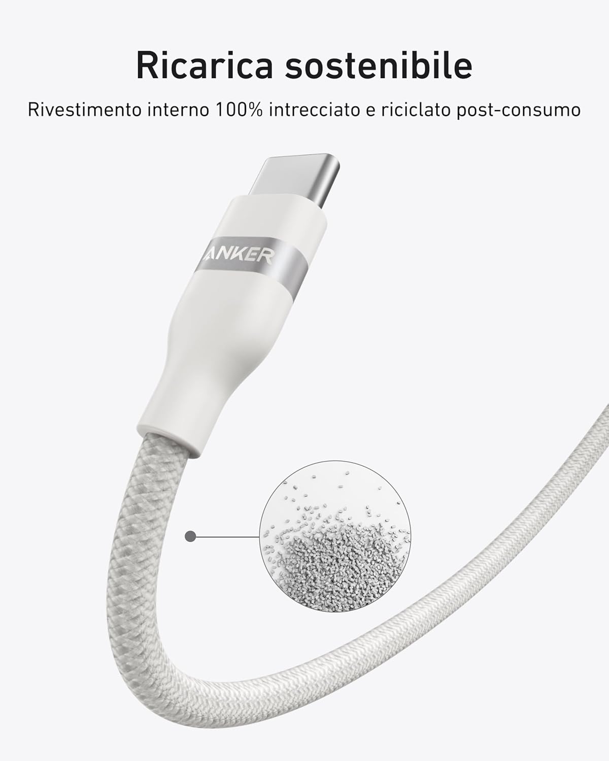 Câble Anker USB-C vers USB-C (240 W, upcyclé et tressé)