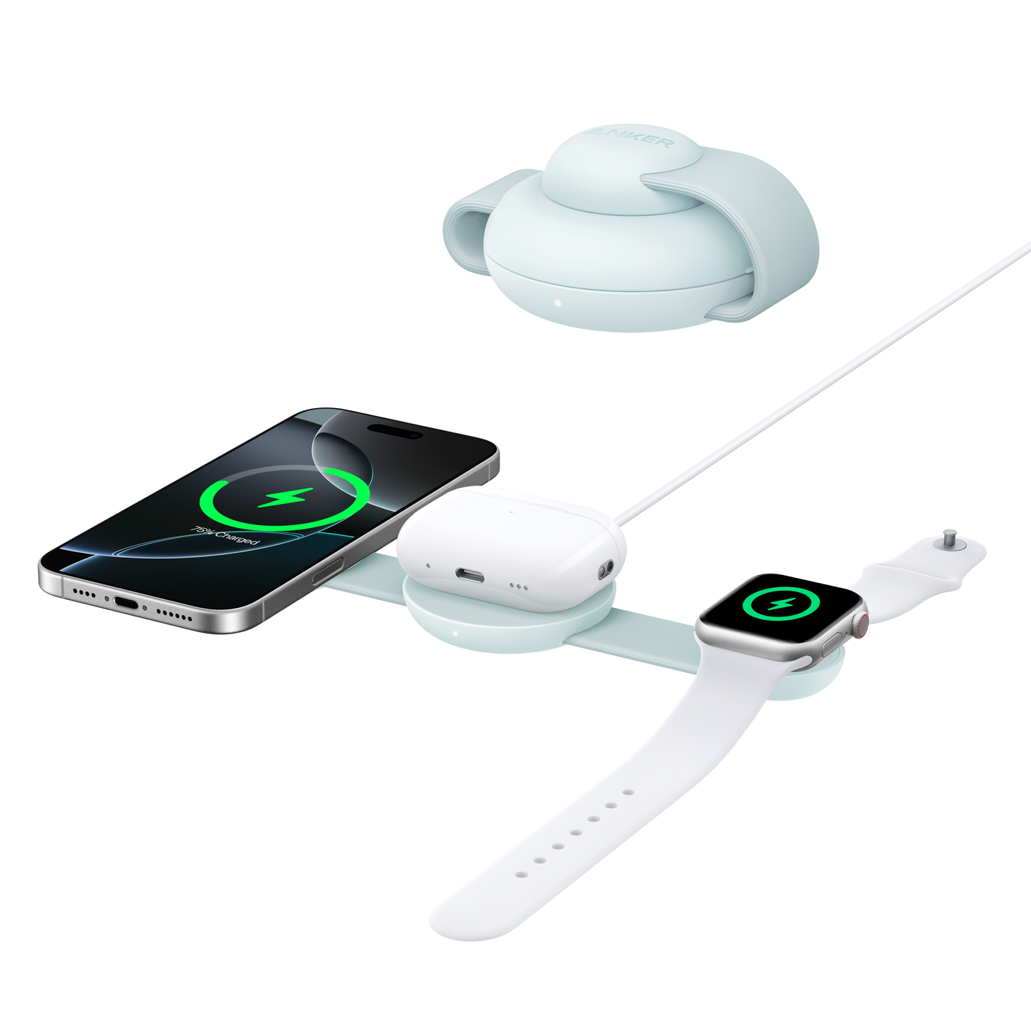 Station de recharge sans fil Anker MagGo (3-en-1, coussinet pliable)