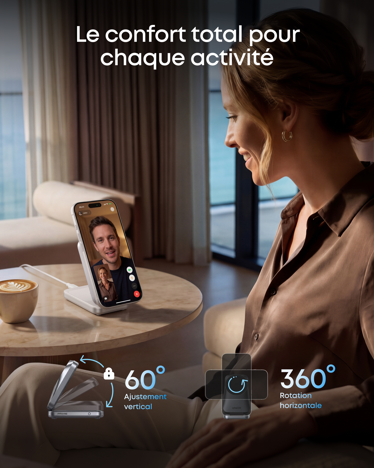 Station de charge sans fil Anker Prime (3-en-1, MagGo, AirCool, pliable)