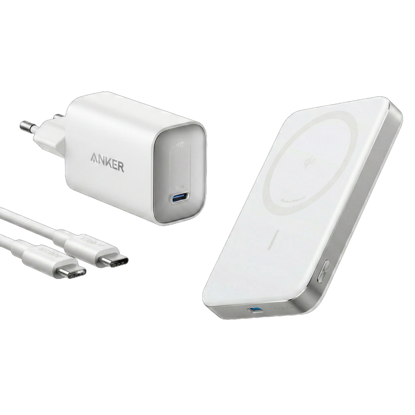 PowerBank Anker MagGo (10K, Slim) + Chargeur Anker Nano (100 W) avec câble USB-C