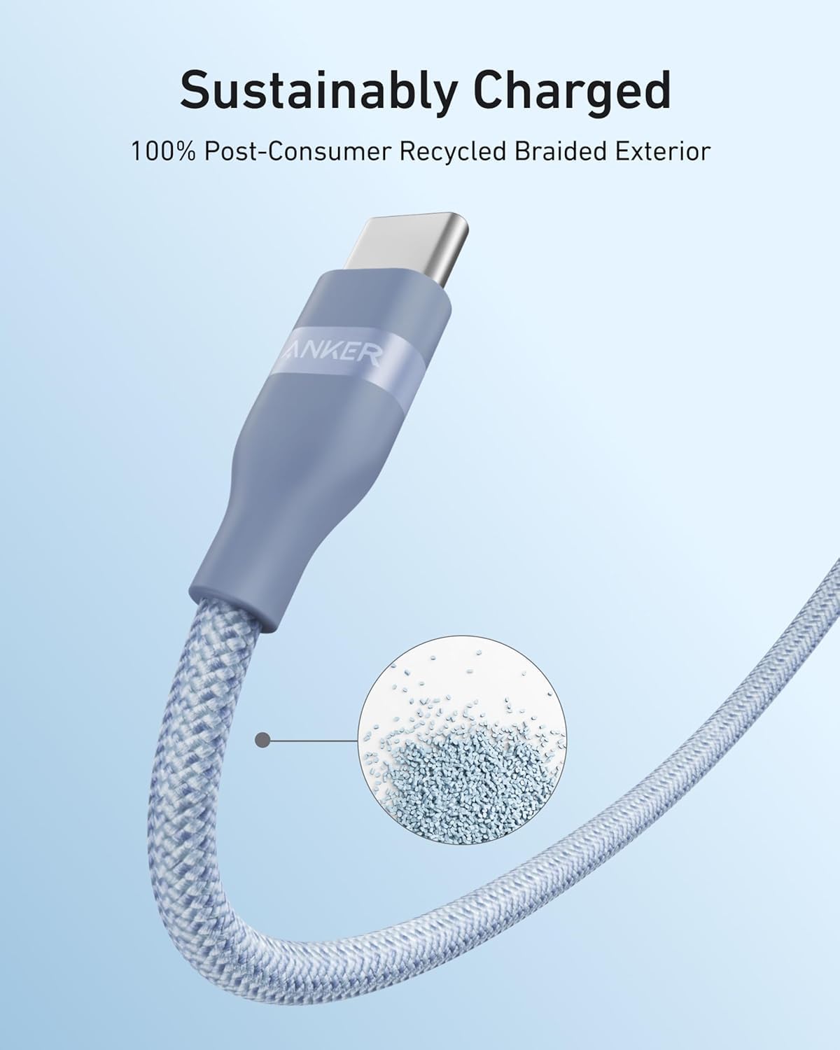 Câble Anker USB-C vers USB-C (240 W, upcyclé et tressé)