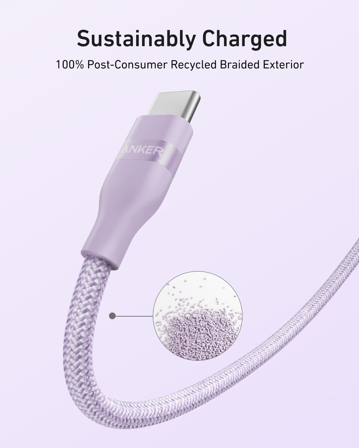 Câble Anker USB-C vers USB-C (240 W, upcyclé et tressé)