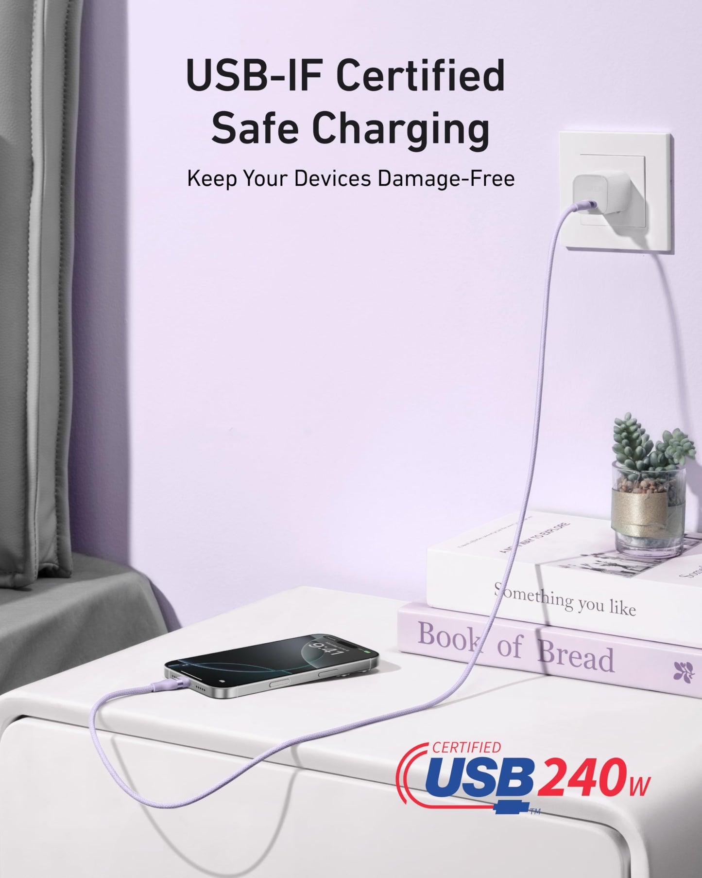 Câble Anker USB-C vers USB-C (240 W, upcyclé et tressé)