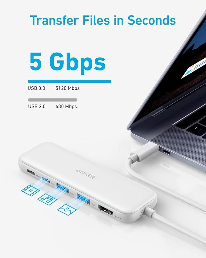 Anker Hub USB-C (5-en-1, HDMI 4K, MacBook/PC)