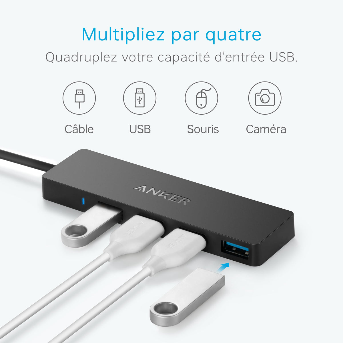 Hub de données 4 ports USB 3.0 ultra-fin