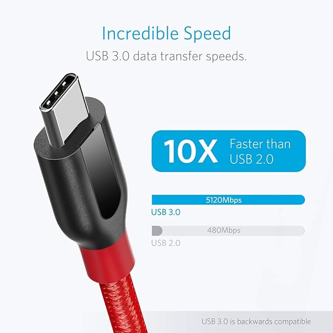 Câble Anker PowerLine+ (USB-C vers USB-A, 90 cm, nylon)