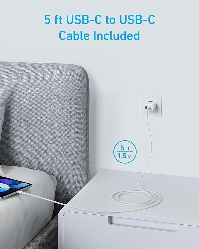 Chargeur Anker 20 W (iPhone/iPad, USB-C, câble 1,5 m)