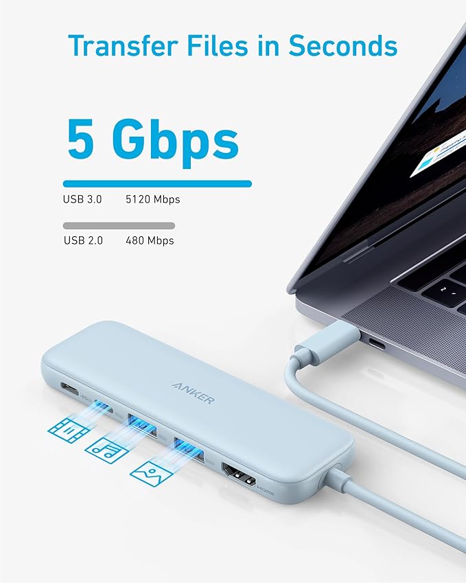 Anker Hub USB-C (5-en-1, HDMI 4K, MacBook/PC)