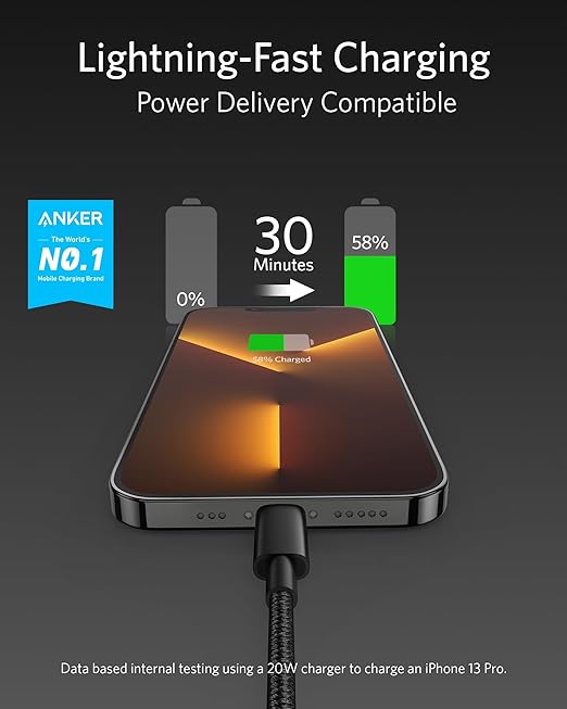 Anker Câble USB C vers Lightning  [1.8m, certifié Apple MFi]