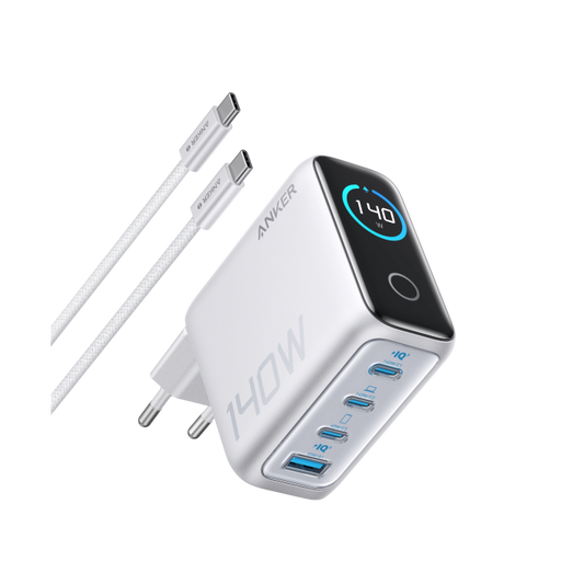 Chargeur Anker Zolo (140 W, 4 ports, PD 3.1) avec câble USB-C