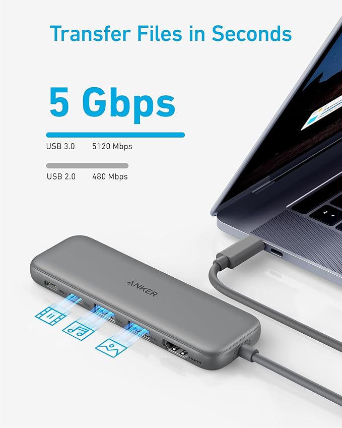Anker Hub USB-C (5-en-1, HDMI 4K, MacBook/PC)