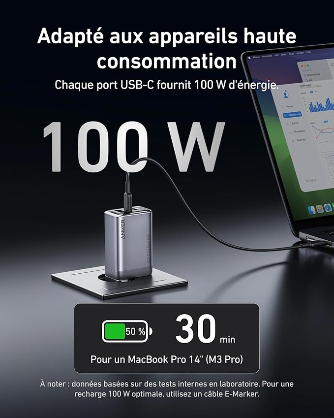 Chargeur USB-C Anker (100 W) + câble USB-C