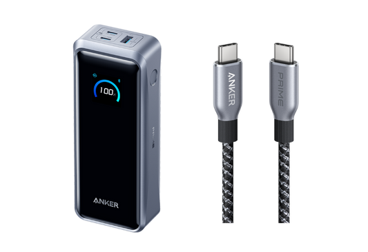 Batterie externe Anker Prime (26K, 300 W) + Câble USB-C vers USB-C Anker Prime (240 W, design tressé et recyclé, 3 ft)