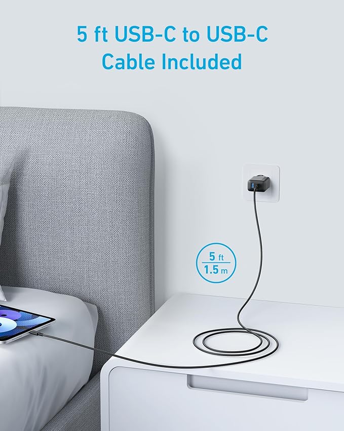 Chargeur Anker 20 W (iPhone/iPad, USB-C, câble 1,5 m)