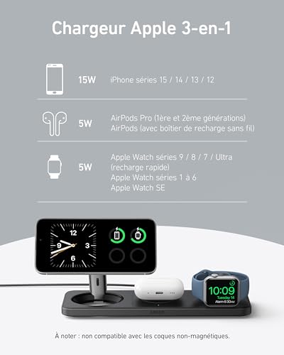Anker station de recharge à induction MagGo (3-en-1, Pad)