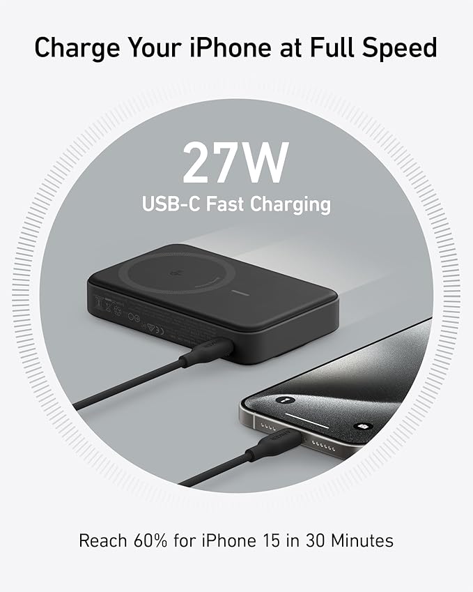 PowerBank Anker MagGo (10K) + câble USB-C