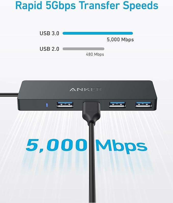 Anker Hub USB-C (3 ports USB 3.0, OTG, câble 20 cm)