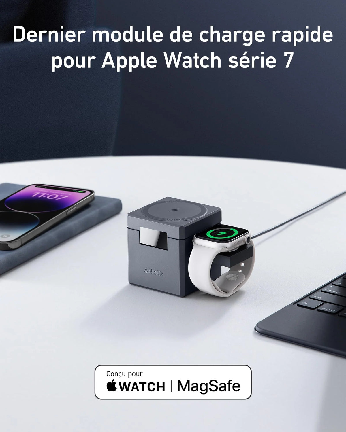 Câble Anker USB-C vers USB-C (240 W, upcyclé et tressé) + Cube 3-en-1 MagSafe Anker + Soundcore A20i | Ecouteurs Bluetooth sans Fil