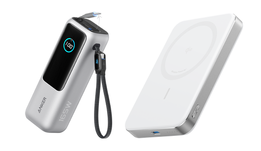 PowerBank Anker (25K, 165 W, câble intégré + câble rétractable) + Anker MagGo Powerbank (10000mAh, Slim)
