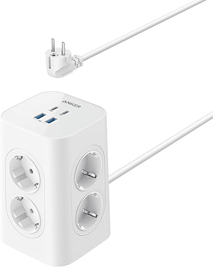 Multiprise Anker (12-en-1, 20 W USB-C, câble 2 m)