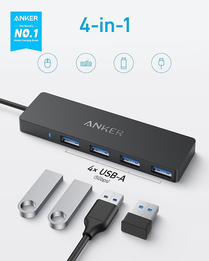 Anker Hub USB-C (3 ports USB 3.0, OTG, câble 20 cm)