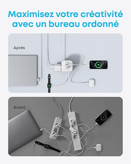 Multiprise Anker (12-en-1, 20 W USB-C, câble 2 m)