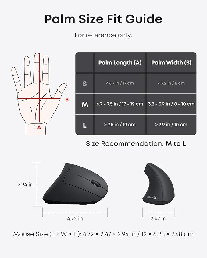 Souris Anker verticale (sans fil, 800–1600 DPI, 5 boutons)
