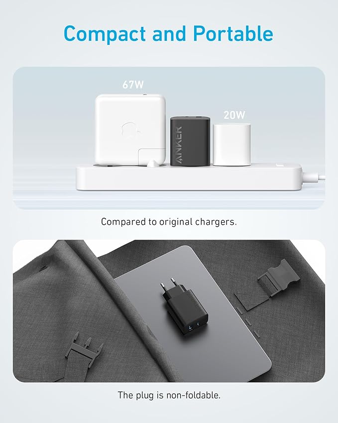 Chargeur Anker 20 W (iPhone/iPad, USB-C, câble 1,5 m)