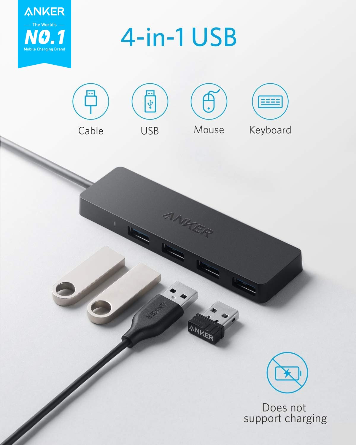 Hub de données 4 ports USB 3.0 ultra-fin