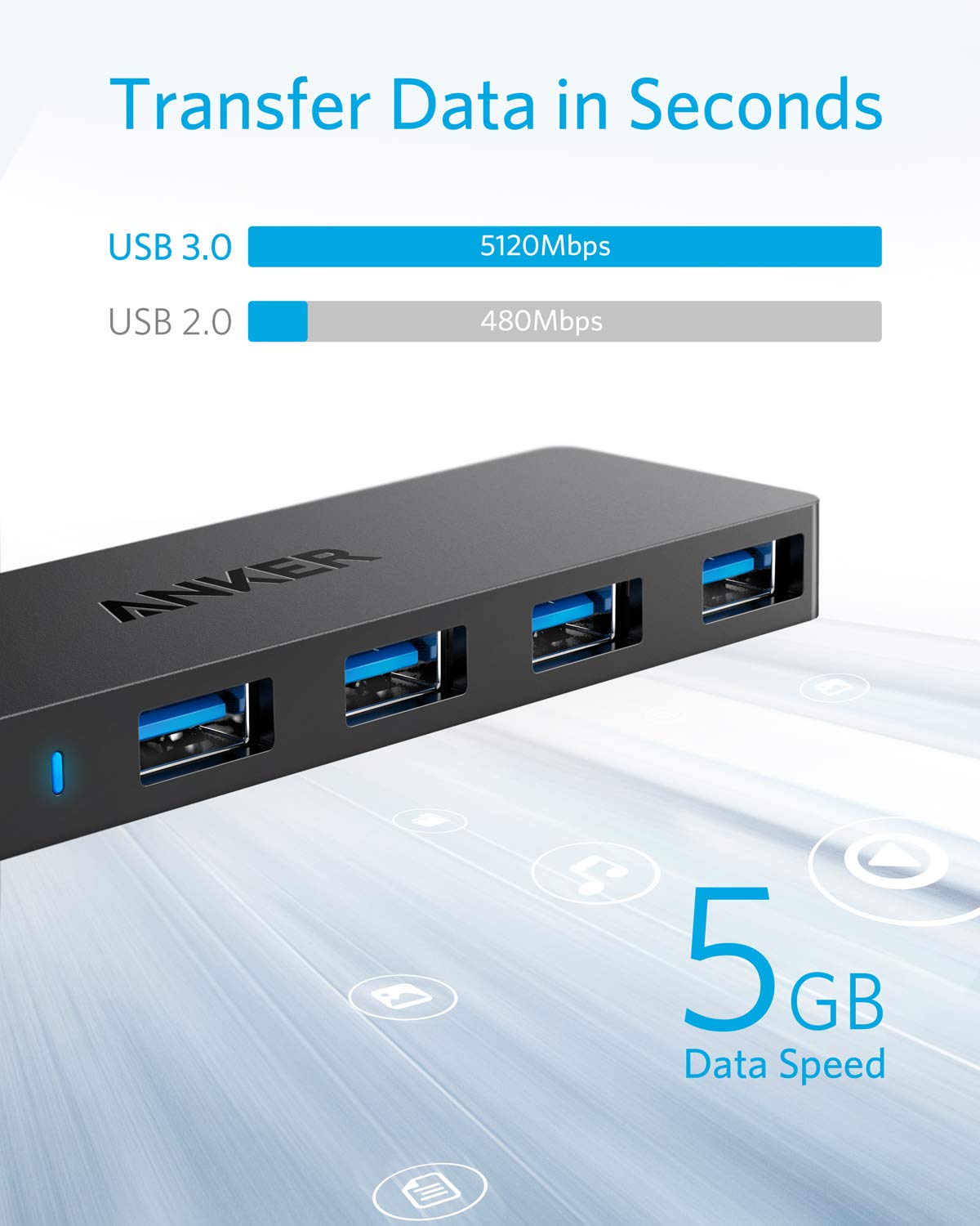 Hub de données 4 ports USB 3.0 ultra-fin