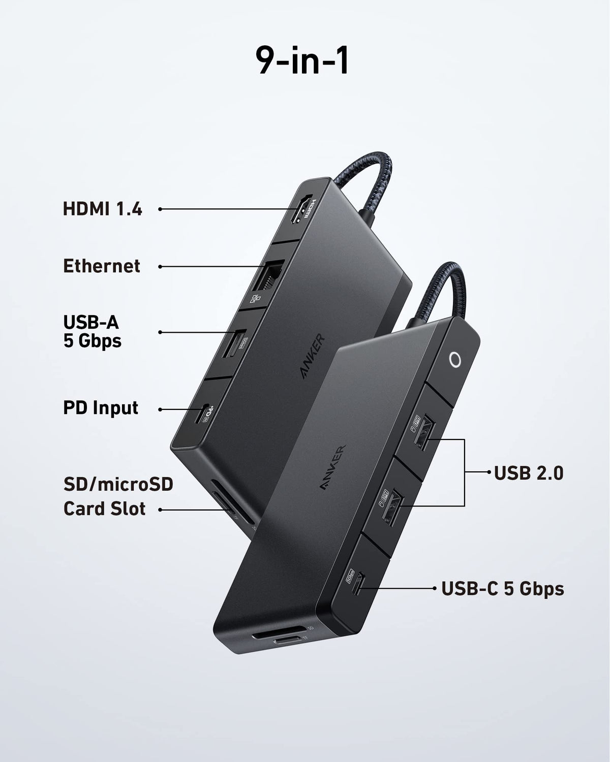 Anker 552 USB-C Hub (9-en-1, 4K HDMI) avec 100W Power Delivery