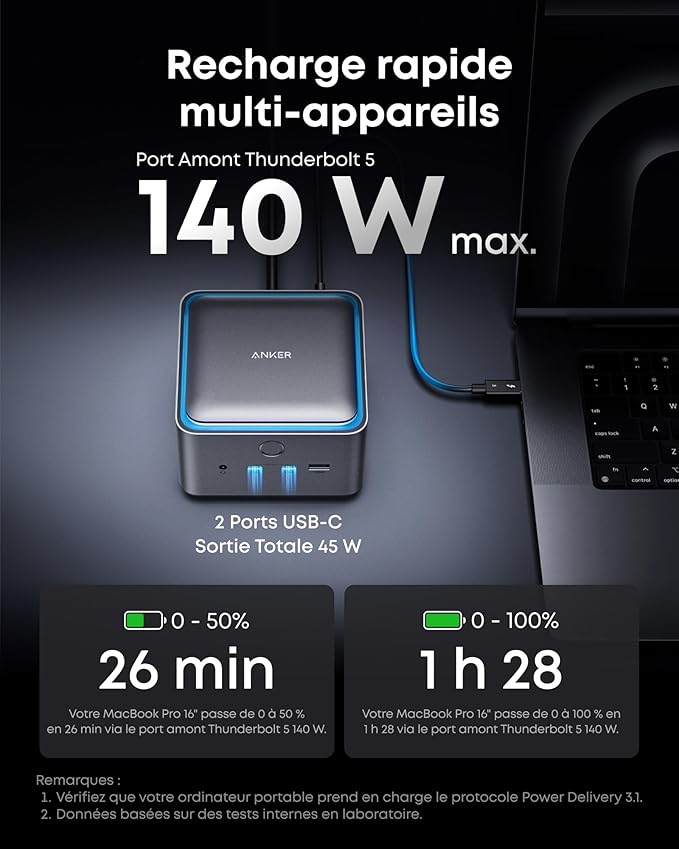 Anker Prime TB5 Docking Station (14 ports, 140 W max, 120 GB/s)