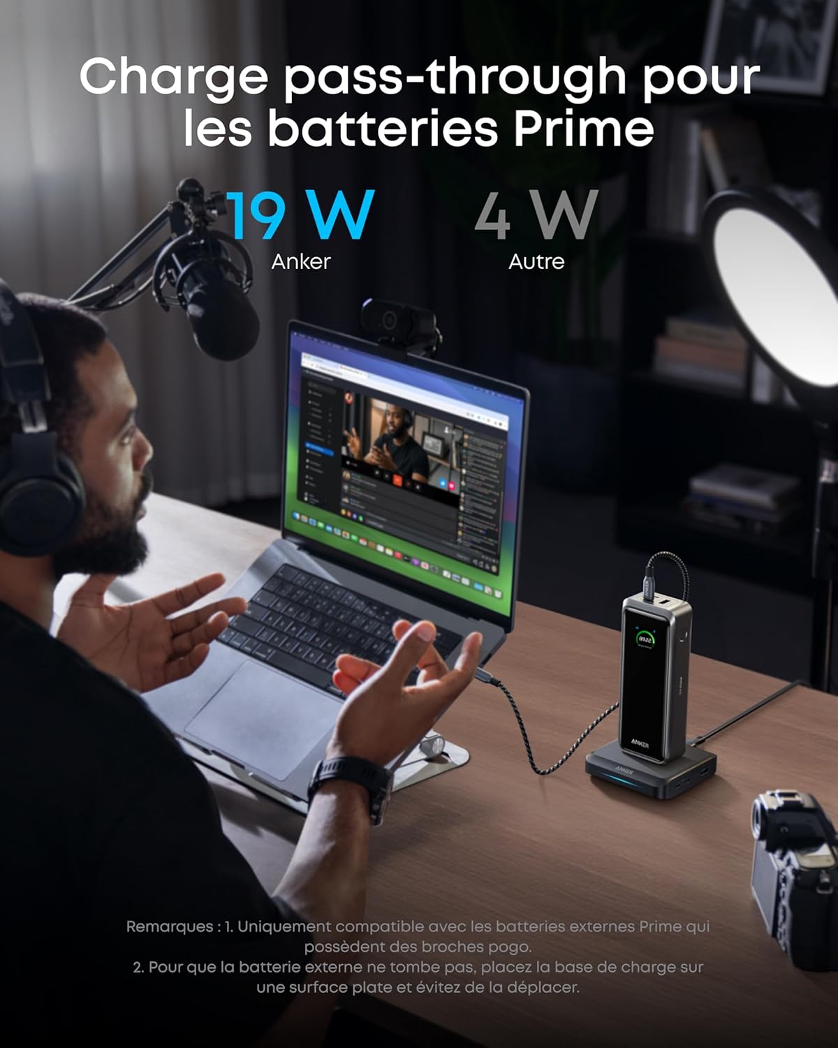 Base de charge Anker Prime (150 W, 3 ports)