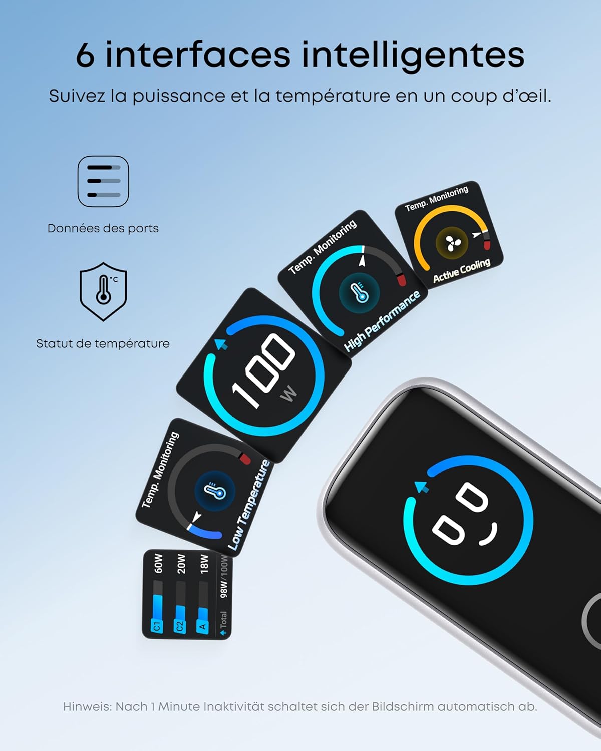 Chargeur USB-C Anker (3 ports, 100 W)